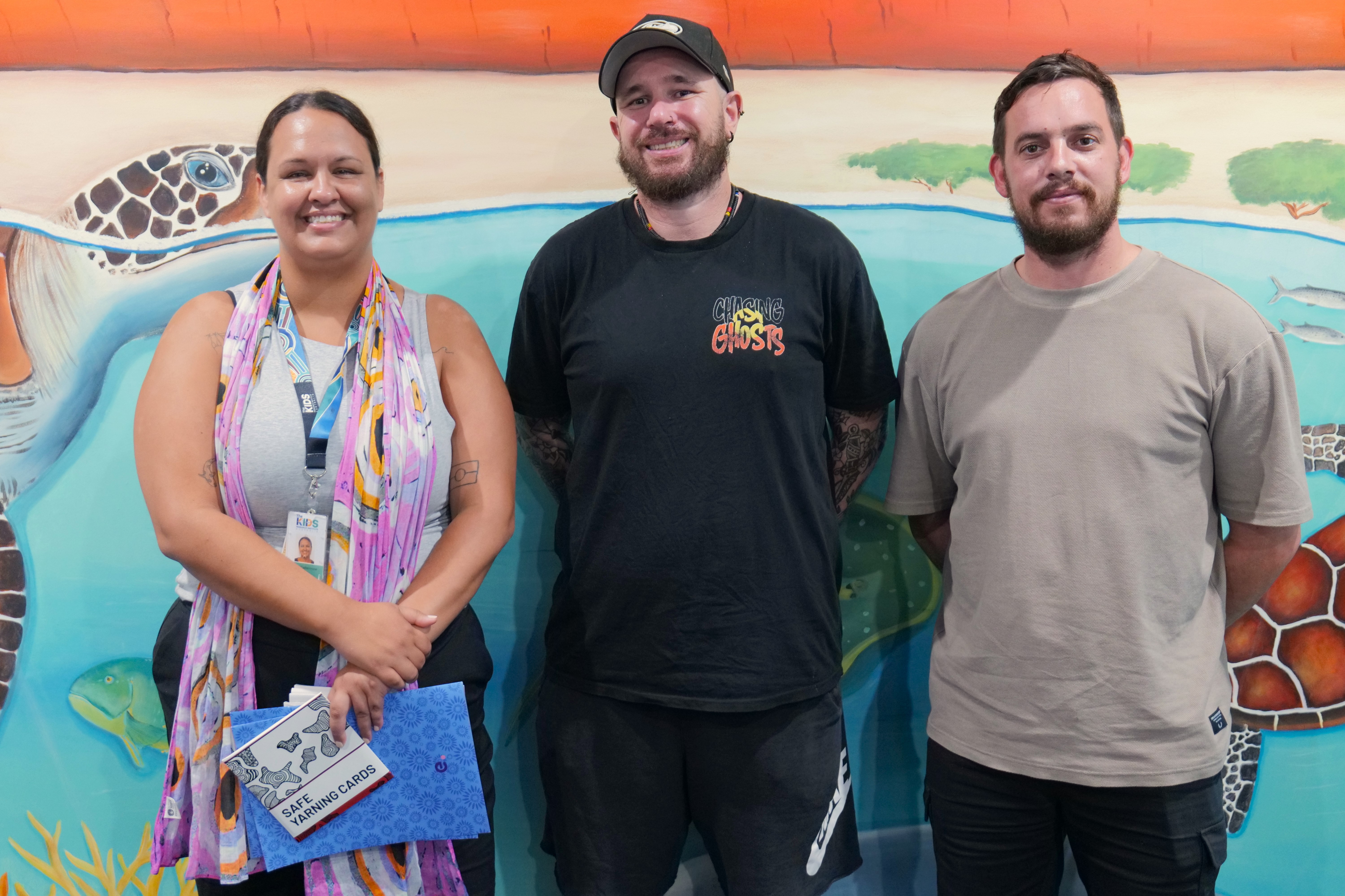 Sarah and Thomas with headspace Broome's Sean Durant (centre)