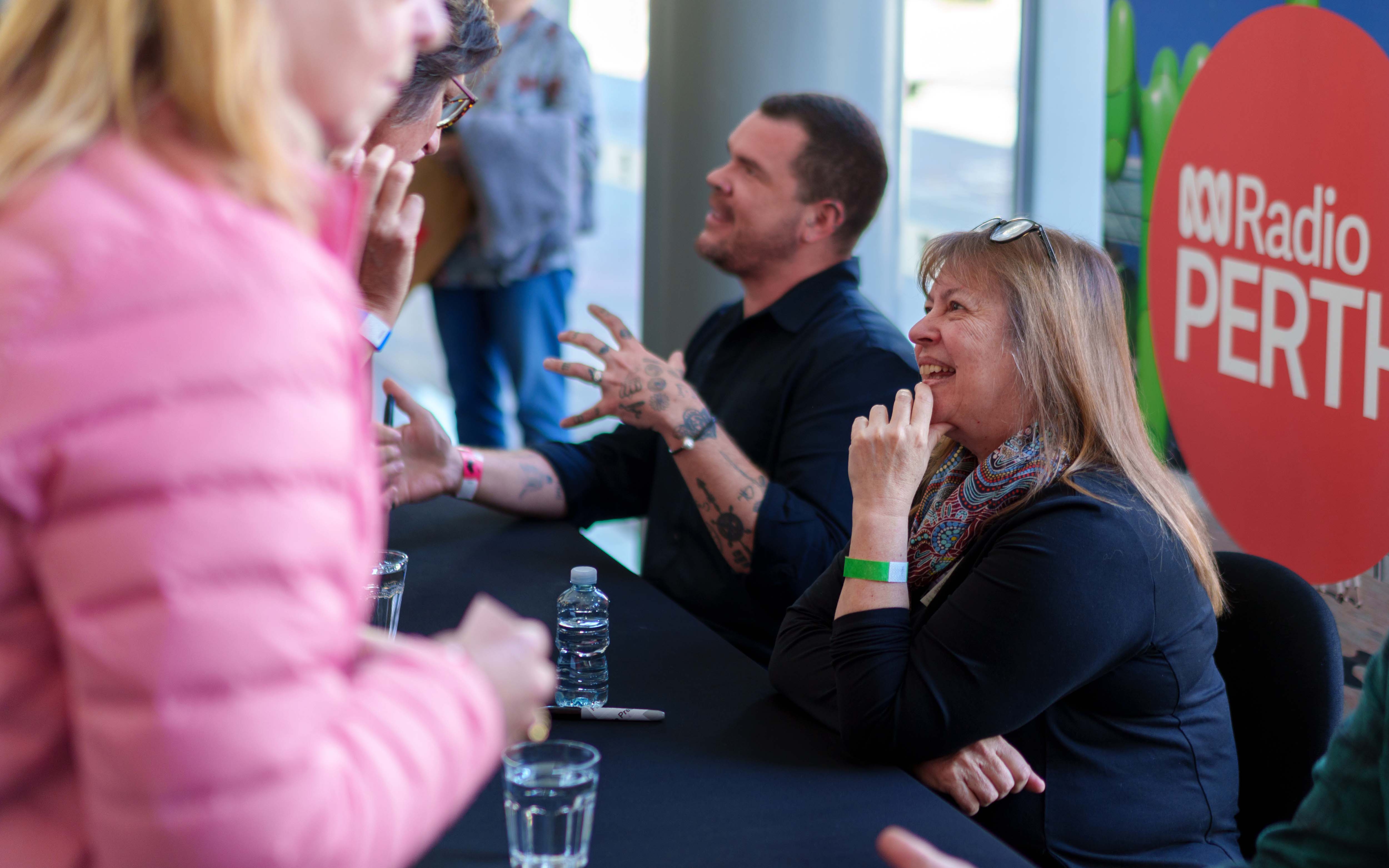 Helen Milroy and Bebe Oliver greet fans