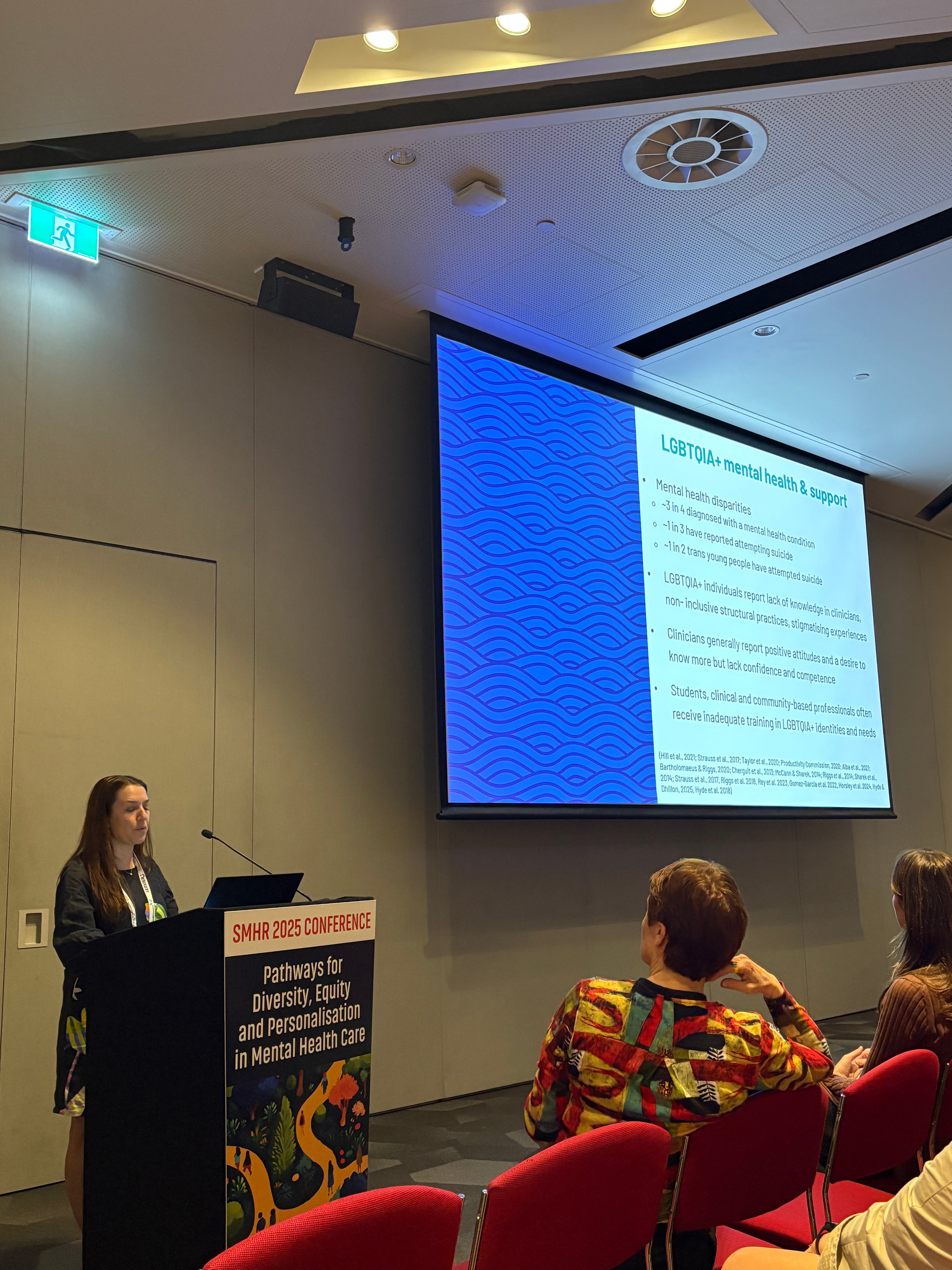 Head of the Youth Mental Health team A/Prof Perry presenting at SMHR in 2025.